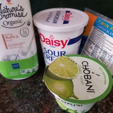 The yogurt and kefir milk in the picture are lowfat but other brands do carry whole or full-fat versions.