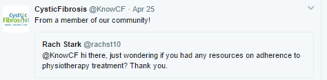 A Twitter member asks for tips and tricks about PT adherence 